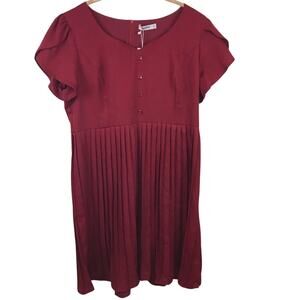 Jasambac Burgundy Dress With Pleated Skirt Size 2XL